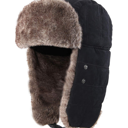 Warm Winter Hunting Hats with Ear Flaps Mask Aviator Black