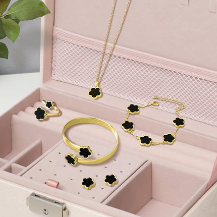 5Pcs Lucky Flower Design Necklace Earrings