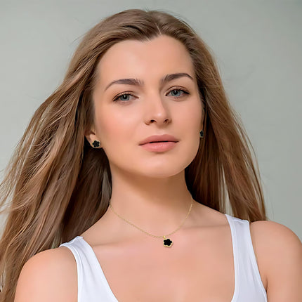 5Pcs Lucky Flower Design Necklace Earrings