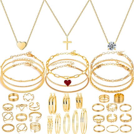 50 Pieces Gold Plated Jewelry Sets for Women