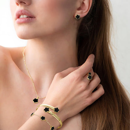 5Pcs Lucky Flower Design Necklace Earrings