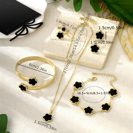 5Pcs Lucky Flower Design Necklace Earrings