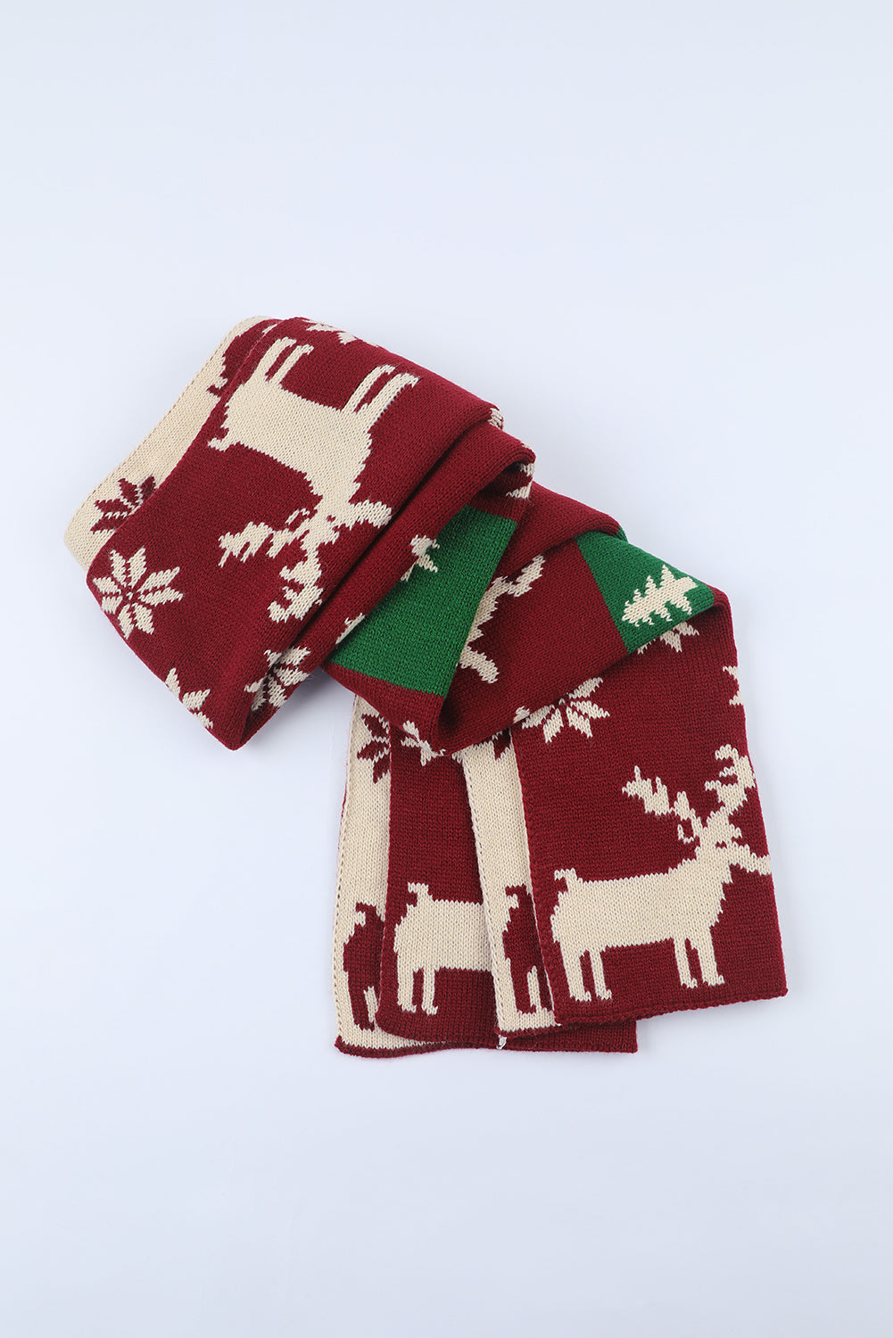 Christmas Snowflake Elk Colorblock Knitted Scarf