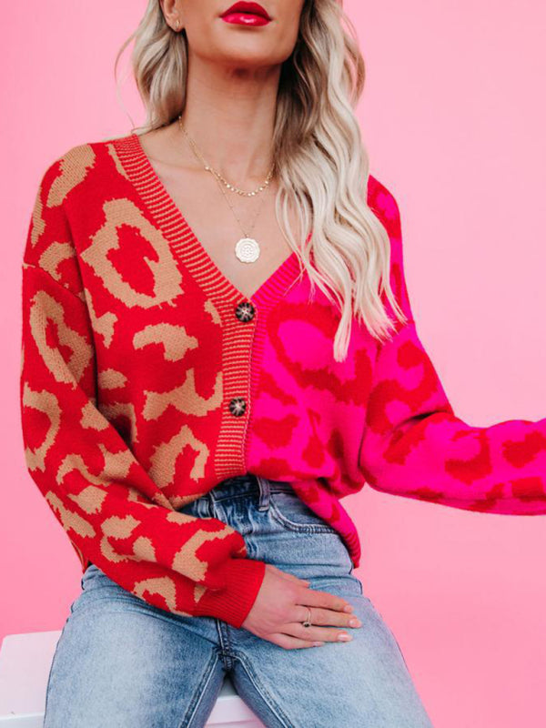 Leopard Print Knit Cardigan Sweater